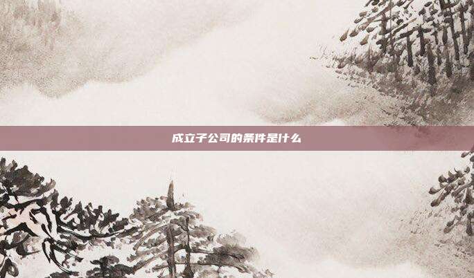 成立子公司的条件是什么