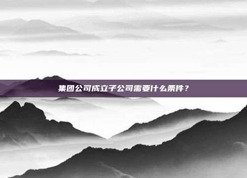 集团公司成立子公司需要什么条件?