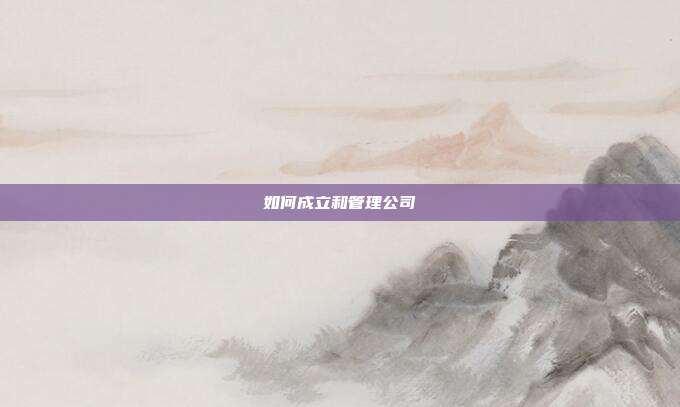 如何成立和管理公司