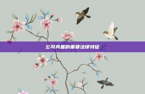 公司具备的重要法律特征