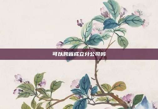 可以跨省成立分公司吗