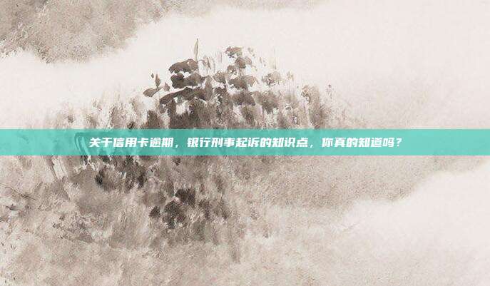关于信用卡逾期,银行刑事起诉的知识点,你真的知道吗?