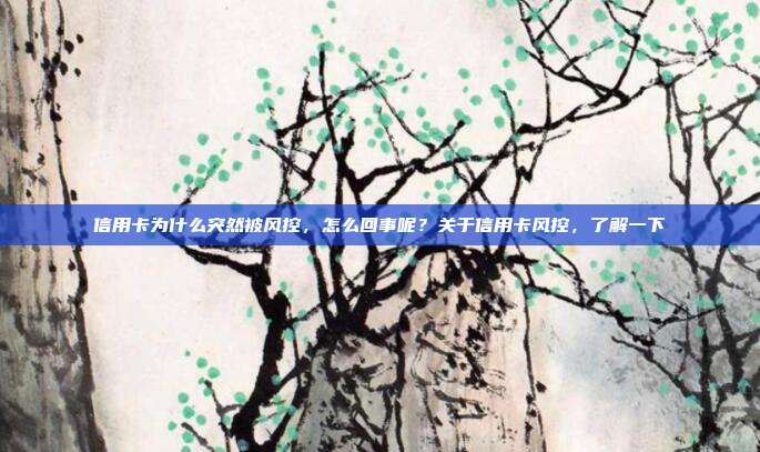 信用卡为什么突然被风控,怎么回事呢?关于信用卡风控,了解一下