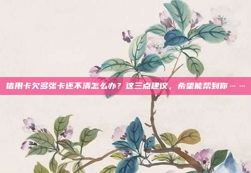 信用卡欠多张卡还不清怎么办?这三点建议,希望能帮到你……