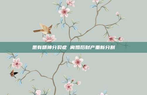 患有精神分裂症 离婚后财产重新分割
