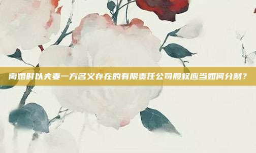 离婚时以夫妻一方名义存在的有限责任公司股权应当如何分割?