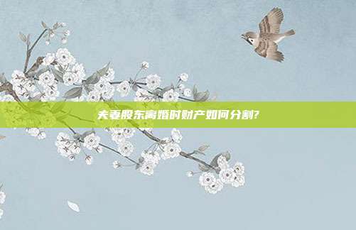 夫妻股东离婚时财产如何分割?