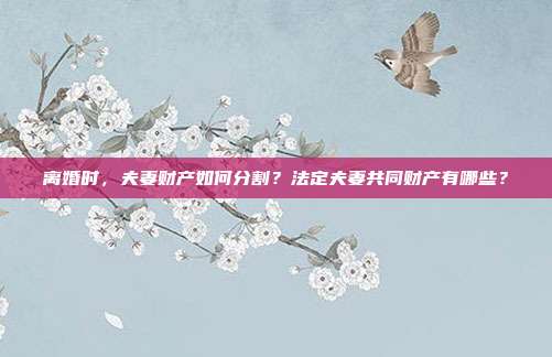 离婚时,夫妻财产如何分割?法定夫妻共同财产有哪些?