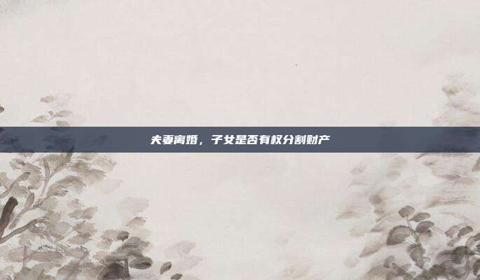夫妻离婚,子女是否有权分割财产