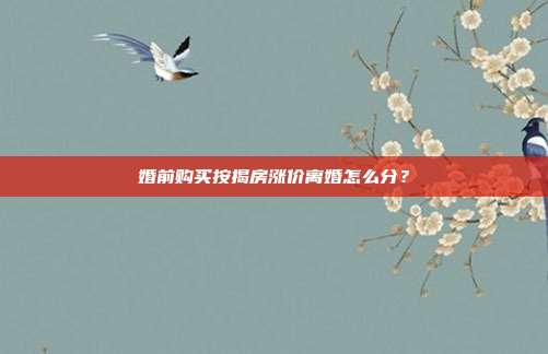 婚前购买按揭房涨价离婚怎么分？