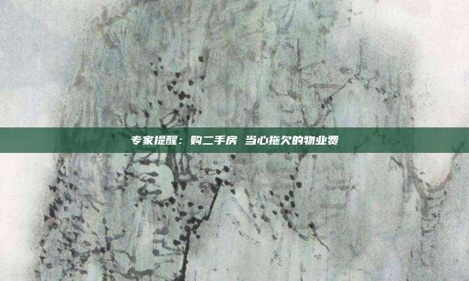 专家提醒：购二手房 当心拖欠的物业费