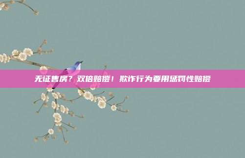 无证售房?双倍赔偿!欺诈行为要用惩罚性赔偿