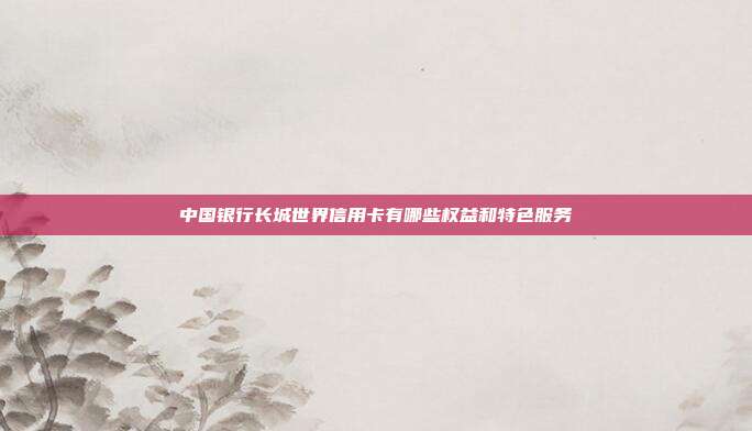 中国银行长城世界信用卡有哪些权益和特色服务