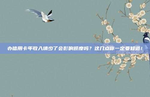 办信用卡年收入填少了会影响额度吗?这几点你一定要知道!