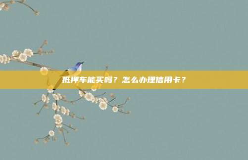 抵押车能买吗?怎么办理信用卡?