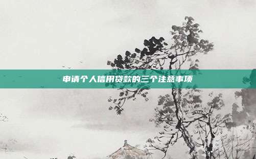 申请个人信用贷款的三个注意事项