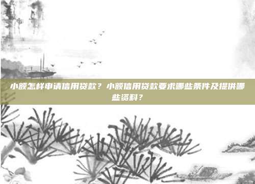 小额怎样申请信用贷款?小额信用贷款要求哪些条件及提供哪些资料?