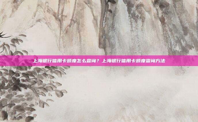 上海银行信用卡额度怎么查询?上海银行信用卡额度查询方法