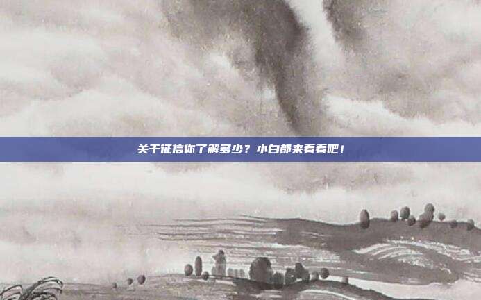 关于征信你了解多少?小白都来看看吧!