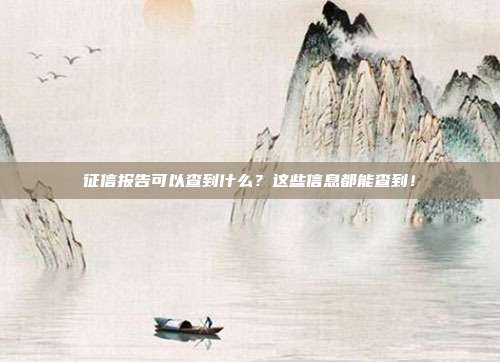 征信报告可以查到什么？这些信息都能查到！