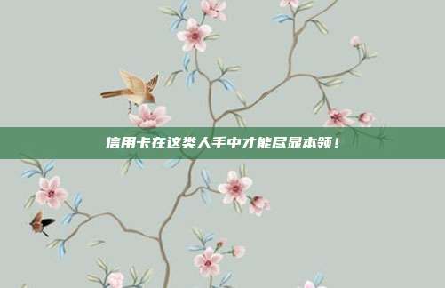 信用卡在这类人手中才能尽显本领!