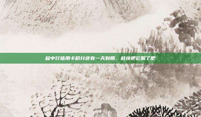 趁中行信用卡积分还有一天到期,赶快把它喝了吧