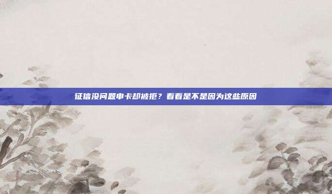 征信没问题申卡却被拒?看看是不是因为这些原因