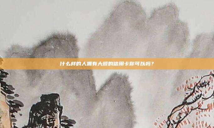 什么样的人拥有大额的信用卡你可以吗?