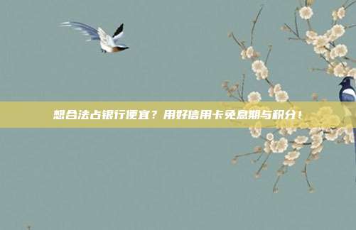 想合法占银行便宜?用好信用卡免息期与积分!