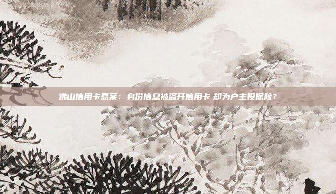 佛山信用卡悬案:身份信息被盗开信用卡 却为户主投保险?