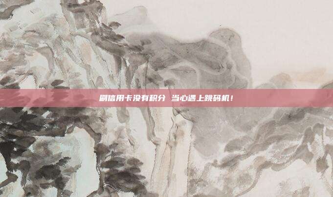 刷信用卡没有积分 当心遇上跳码机！