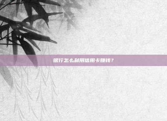 银行怎么利用信用卡赚钱?