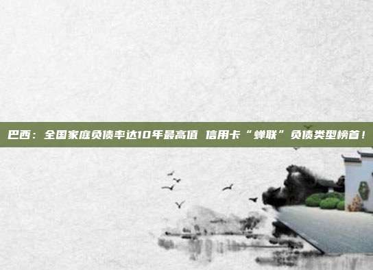 巴西:全国家庭负债率达10年最高值 信用卡“蝉联”负债类型榜首!