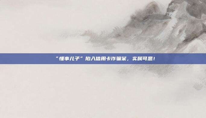 “懂事儿子”陷入信用卡诈骗案,实属可恶!