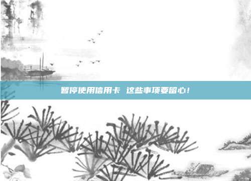 暂停使用信用卡 这些事项要留心!