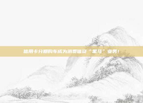信用卡分期购车成为消费信贷“黑马”业务!