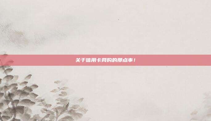 关于信用卡网购的那点事!