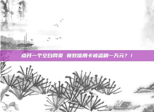 点开一个空白网页 竟致信用卡被盗刷一万元?!