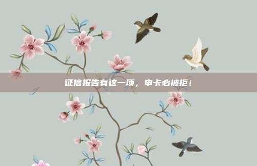 征信报告有这一项,申卡必被拒!