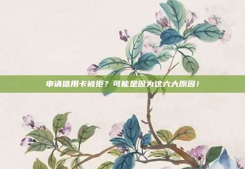 申请信用卡被拒?可能是因为这六大原因!