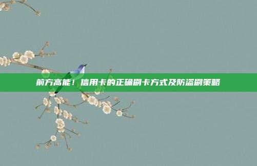 前方高能！信用卡的正确刷卡方式及防盗刷策略