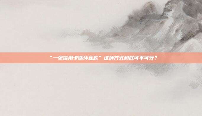 “一张信用卡循环还款”这种方式到底可不可行?