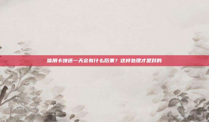 信用卡晚还一天会有什么后果?这样处理才是对的