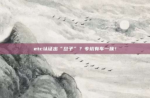etc认证出“岔子”?专坑有车一族!