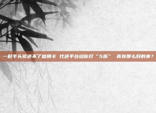 一时手头紧还不了信用卡 代还平台给你打“5折” 真有那么好的事？