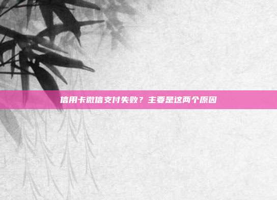 信用卡微信支付失败？主要是这两个原因