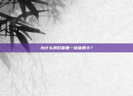 为什么我们需要一张信用卡？