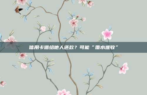信用卡借给他人还款？可能“覆水难收”