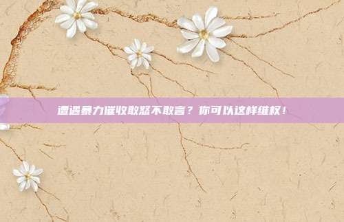 遭遇暴力催收敢怒不敢言?你可以这样维权!