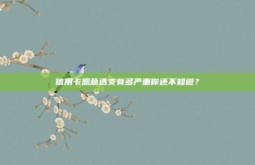 信用卡恶意透支有多严重你还不知道?